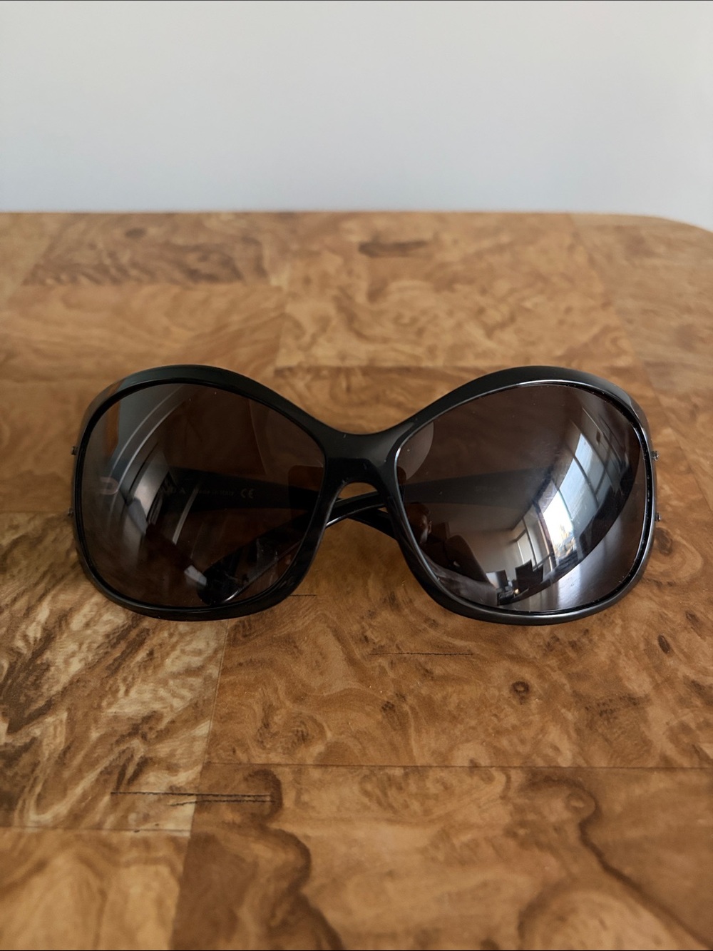 Y2K Prada Women's Oversized Wrap Sunglasses in Black Acetate - SPR 04F
